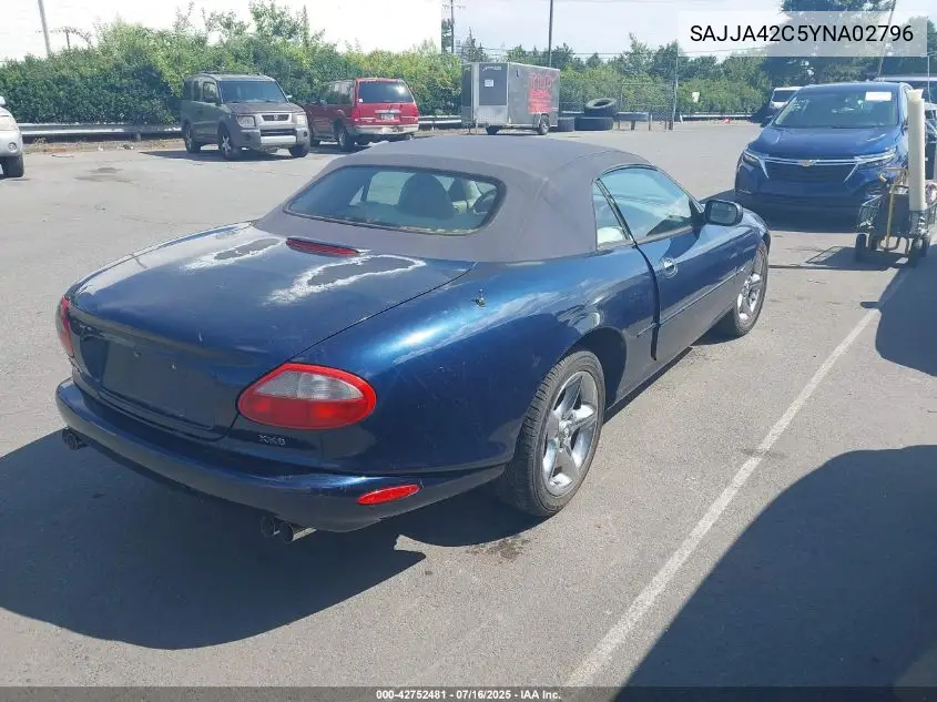 2000 Jaguar Xk8 VIN: SAJJA42C5YNA02796 Lot: 42752481