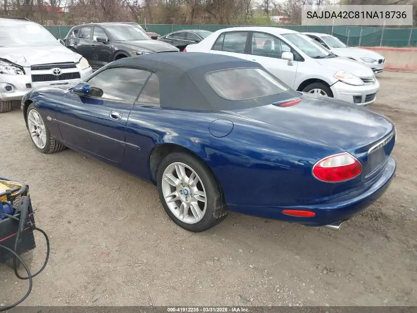 2001 Jaguar Xk8 VIN: SAJDA42C81NA18736 Lot: 41912235