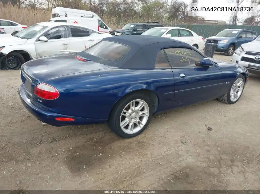2001 Jaguar Xk8 VIN: SAJDA42C81NA18736 Lot: 41912235