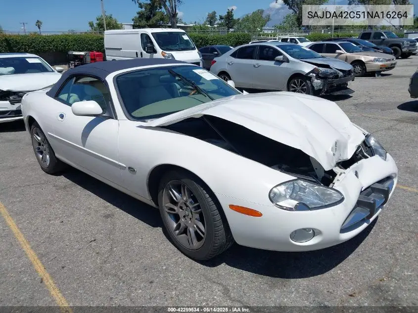 2001 Jaguar Xk8 VIN: SAJDA42C51NA16264 Lot: 42259534
