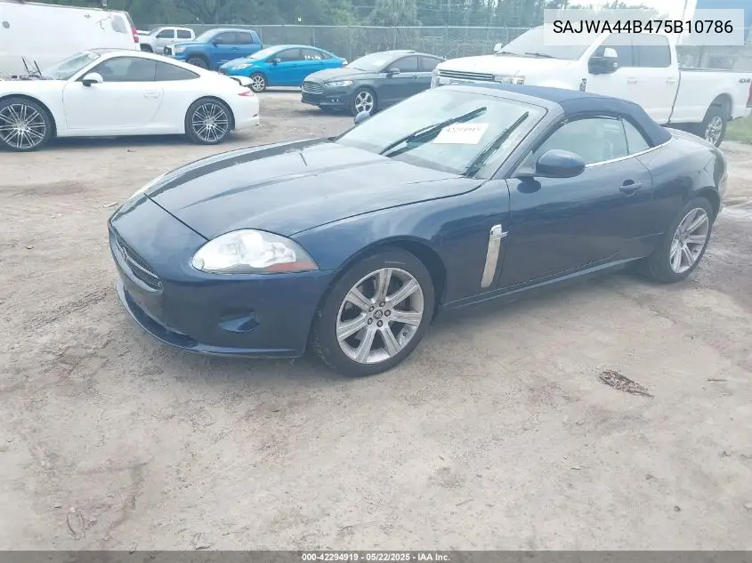 2007 Jaguar Xk VIN: SAJWA44B475B10786 Lot: 42294919