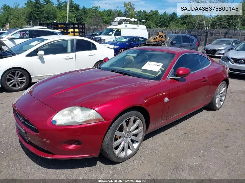 2007 Jaguar Xk VIN: SAJDA43B375B00145 Lot: 42774750