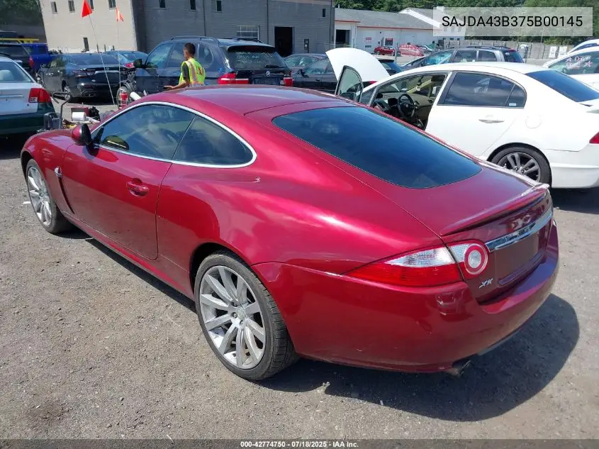 2007 Jaguar Xk VIN: SAJDA43B375B00145 Lot: 42774750