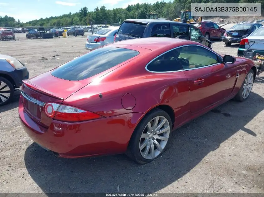 2007 Jaguar Xk VIN: SAJDA43B375B00145 Lot: 42774750