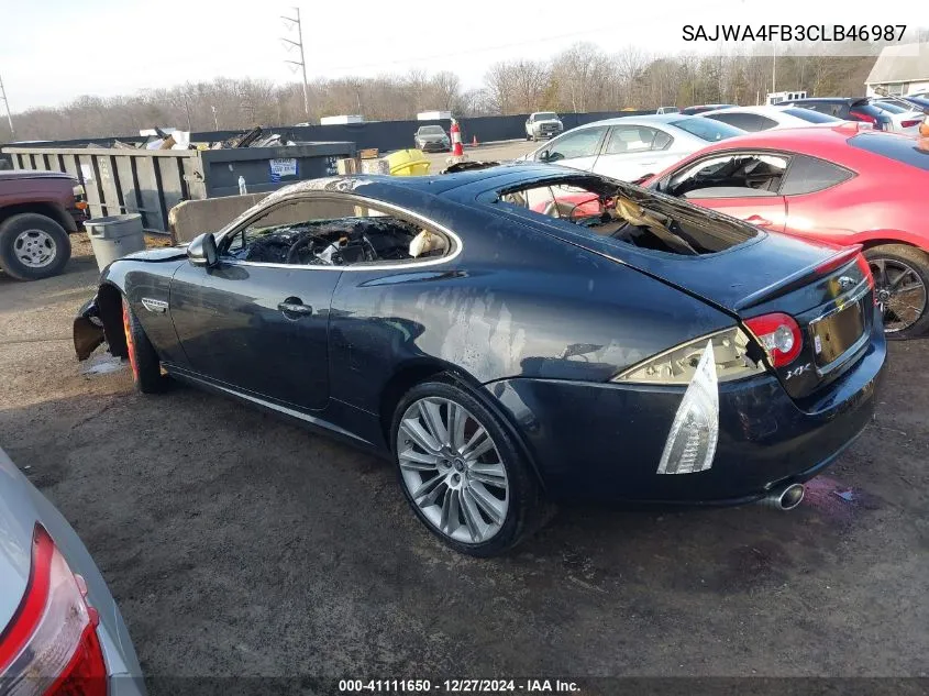 2012 Jaguar Xk VIN: SAJWA4FB3CLB46987 Lot: 41111650