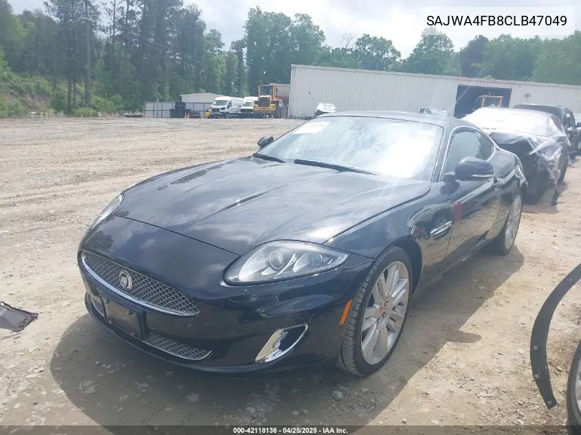2012 Jaguar Xk VIN: SAJWA4FB8CLB47049 Lot: 42118136