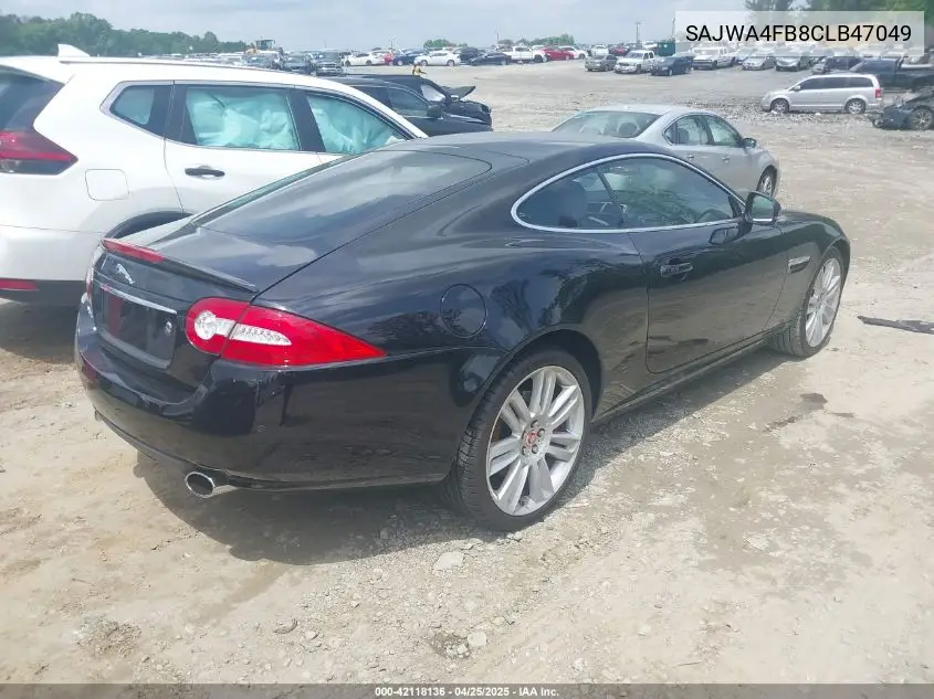 2012 Jaguar Xk VIN: SAJWA4FB8CLB47049 Lot: 42118136