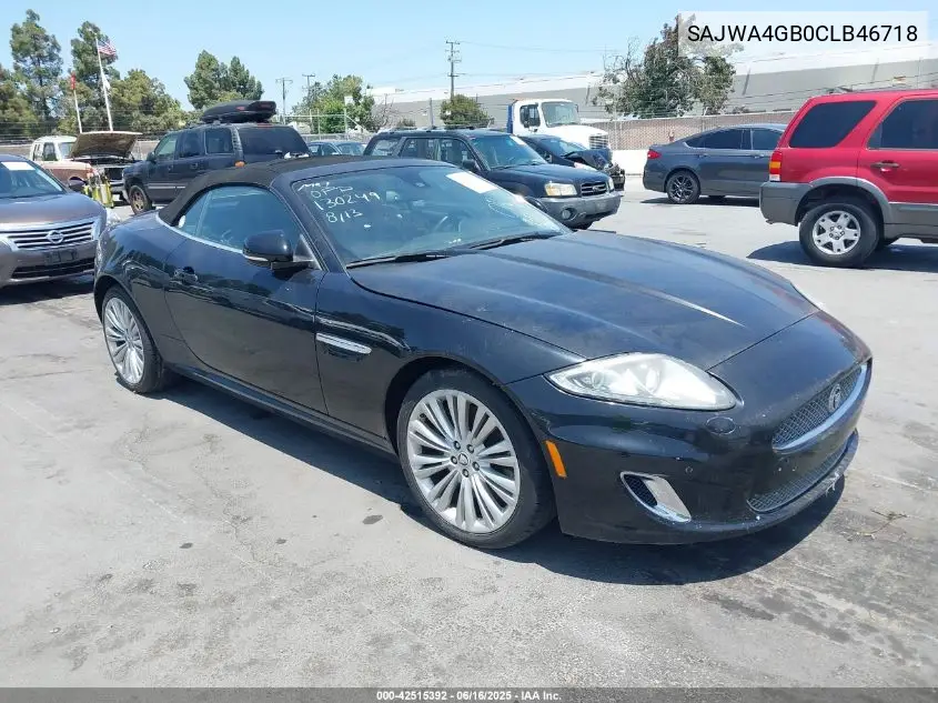 2012 Jaguar Xk VIN: SAJWA4GB0CLB46718 Lot: 42515392