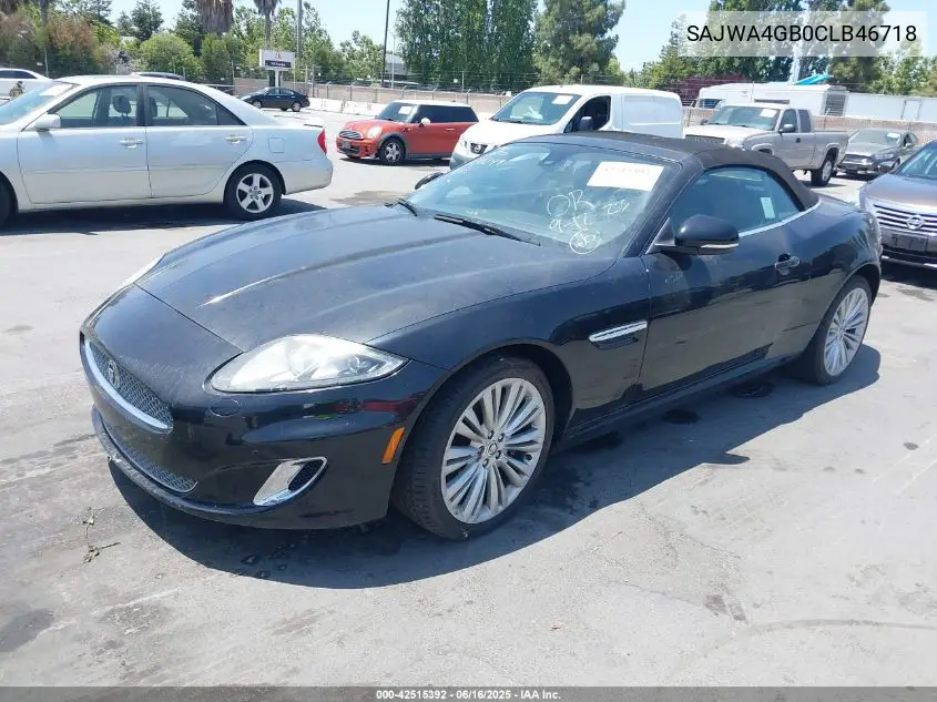 2012 Jaguar Xk VIN: SAJWA4GB0CLB46718 Lot: 42515392