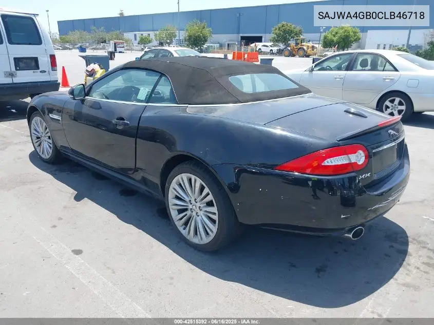 2012 Jaguar Xk VIN: SAJWA4GB0CLB46718 Lot: 42515392