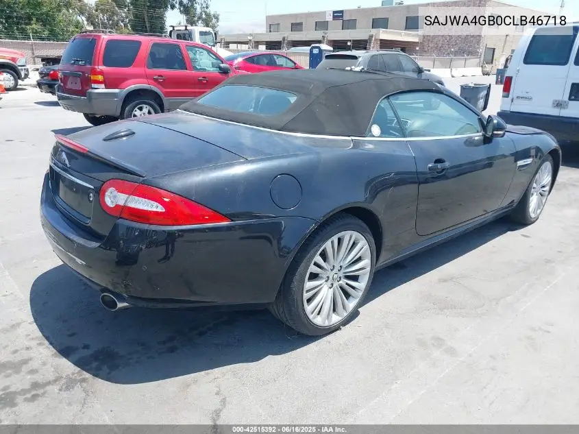 2012 Jaguar Xk VIN: SAJWA4GB0CLB46718 Lot: 42515392