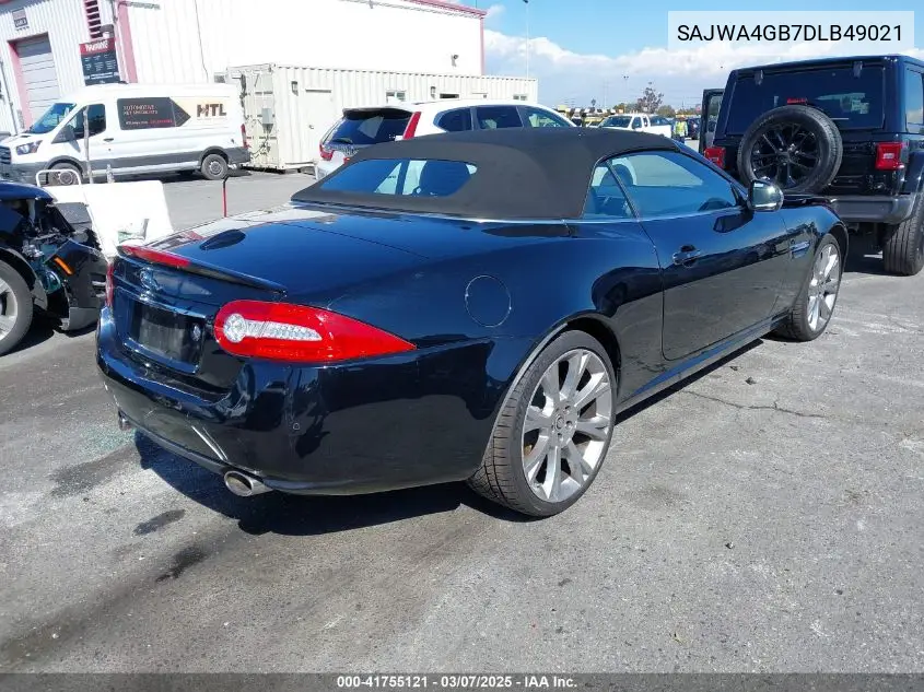 2013 Jaguar Xk VIN: SAJWA4GB7DLB49021 Lot: 41755121