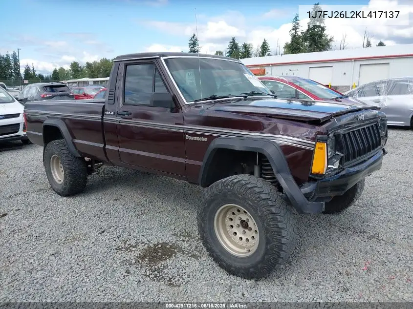 1989 Jeep Comanche VIN: 1J7FJ26L2KL417137 Lot: 42517216
