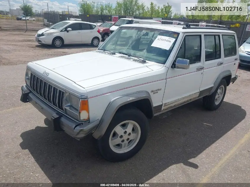 1992 Jeep Cherokee Laredo VIN: 1J4FJ58S0NL102716 Lot: 42169406