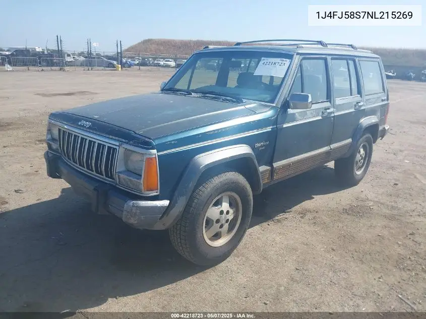 1992 Jeep Cherokee Laredo VIN: 1J4FJ58S7NL215269 Lot: 42218723