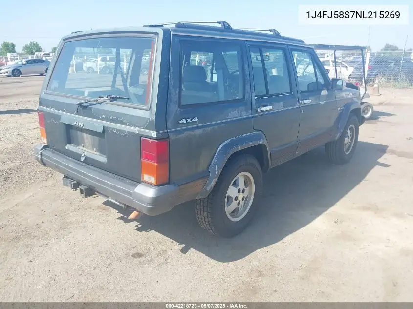 1992 Jeep Cherokee Laredo VIN: 1J4FJ58S7NL215269 Lot: 42218723