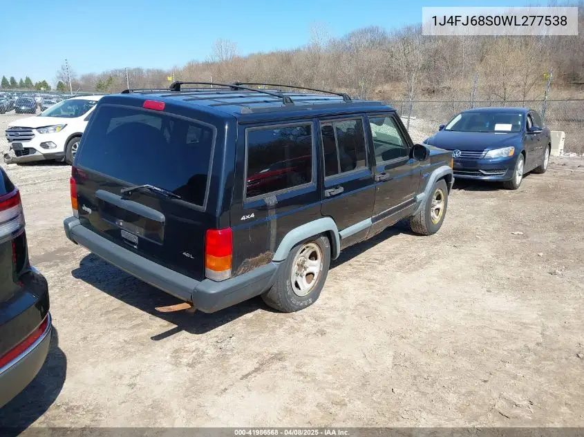 1998 Jeep Cherokee Sport/Classic VIN: 1J4FJ68S0WL277538 Lot: 41986568