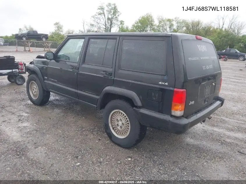 1998 Jeep Cherokee Classic/Limited/Sport VIN: 1J4FJ68S7WL118581 Lot: 42193817