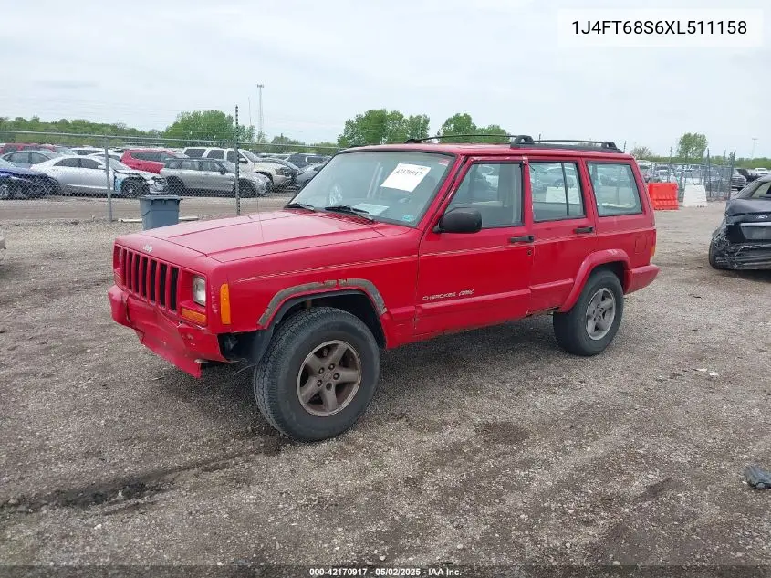 1999 Jeep Cherokee Classic/Sport VIN: 1J4FT68S6XL511158 Lot: 42170917