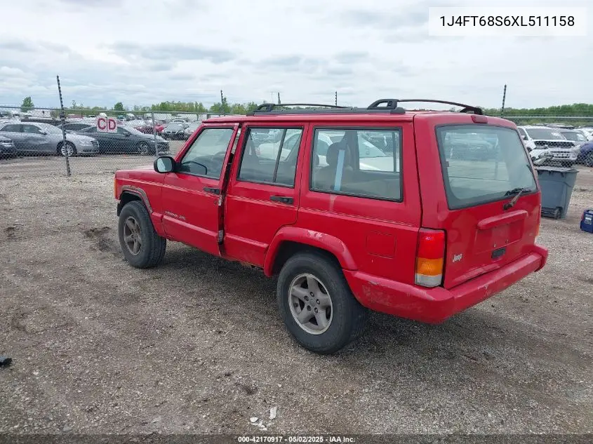 1999 Jeep Cherokee Classic/Sport VIN: 1J4FT68S6XL511158 Lot: 42170917