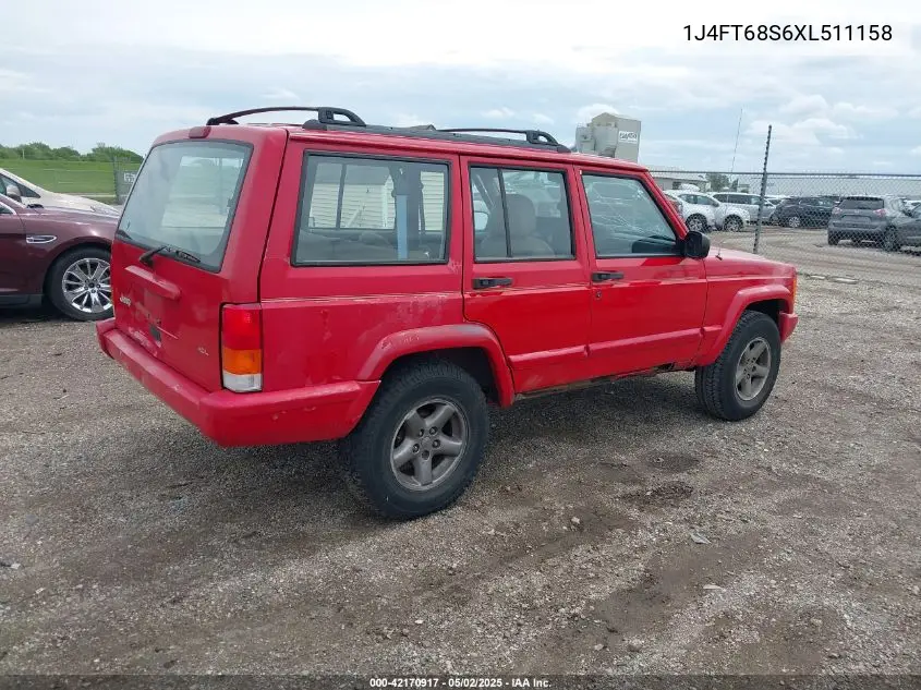 1999 Jeep Cherokee Classic/Sport VIN: 1J4FT68S6XL511158 Lot: 42170917