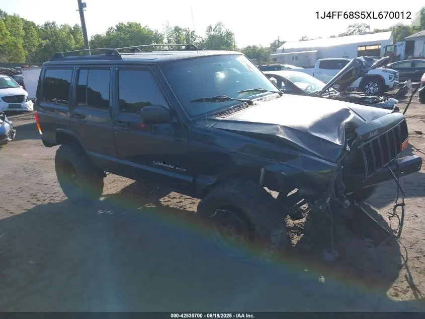 1999 Jeep Cherokee Sport/Classic VIN: 1J4FF68S5XL670012 Lot: 42535700