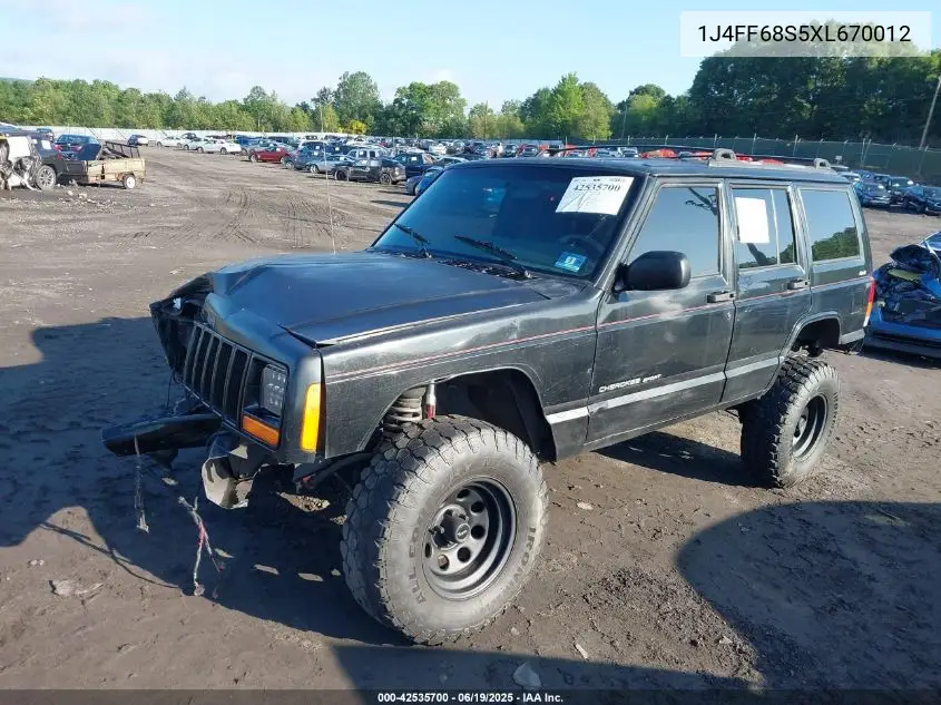 1999 Jeep Cherokee Sport/Classic VIN: 1J4FF68S5XL670012 Lot: 42535700