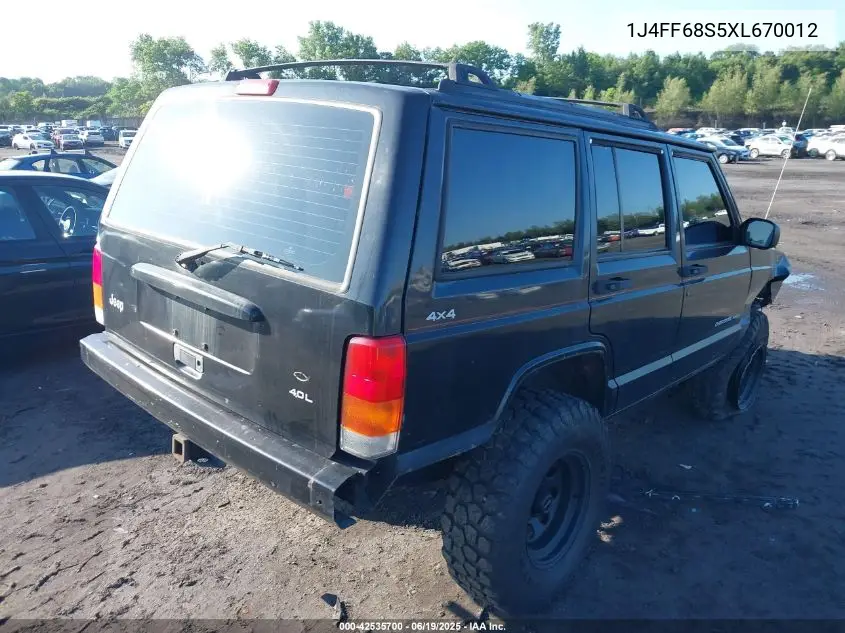 1999 Jeep Cherokee Sport/Classic VIN: 1J4FF68S5XL670012 Lot: 42535700