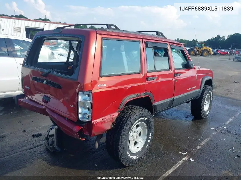 1999 Jeep Cherokee Classic/Sport VIN: 1J4FF68S9XL511839 Lot: 42577833