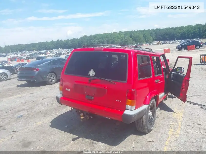 1999 Jeep Cherokee Classic/Sport VIN: 1J4FT68S3XL549043 Lot: 42625029
