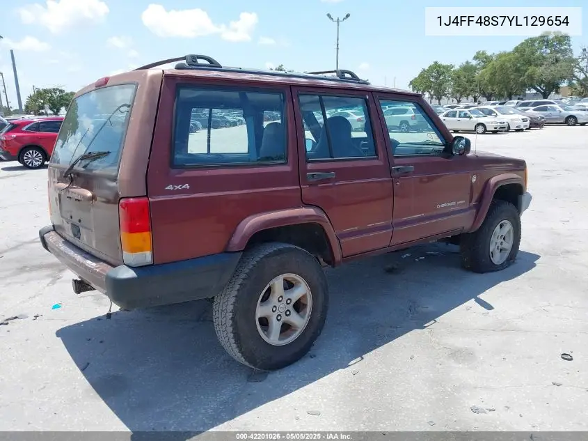 2000 Jeep Cherokee Sport VIN: 1J4FF48S7YL129654 Lot: 42201026