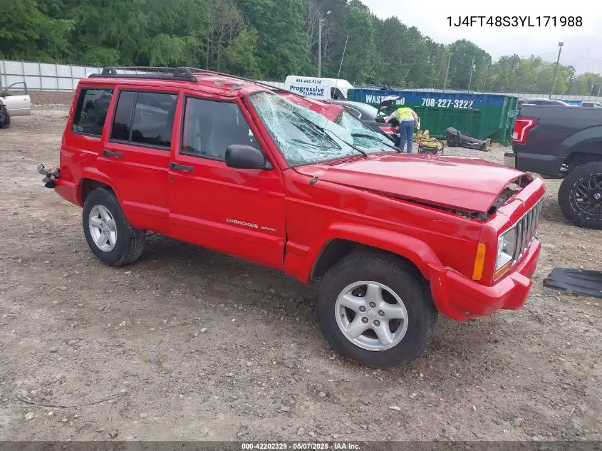 2000 Jeep Cherokee Sport VIN: 1J4FT48S3YL171988 Lot: 42202329