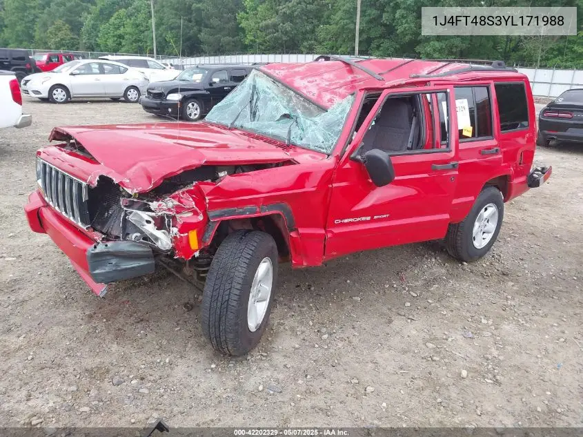 2000 Jeep Cherokee Sport VIN: 1J4FT48S3YL171988 Lot: 42202329