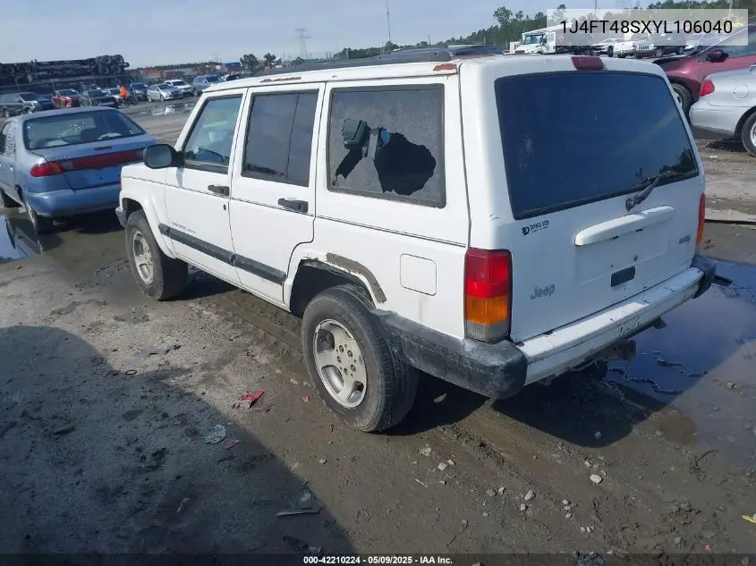 2000 Jeep Cherokee Sport VIN: 1J4FT48SXYL106040 Lot: 42210224