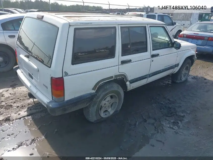 2000 Jeep Cherokee Sport VIN: 1J4FT48SXYL106040 Lot: 42210224