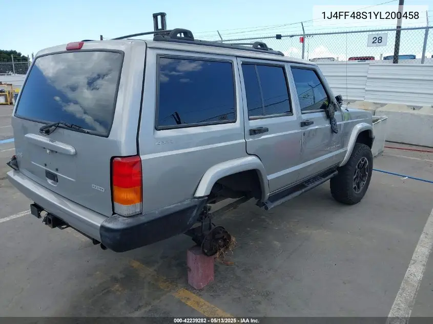 2000 Jeep Cherokee Sport VIN: 1J4FF48S1YL200458 Lot: 42239282