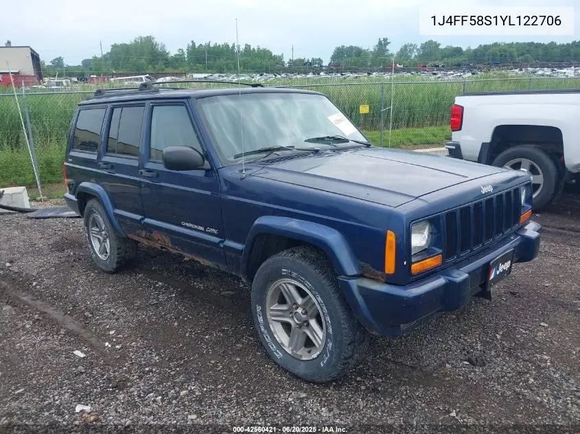 2000 Jeep Cherokee Classic VIN: 1J4FF58S1YL122706 Lot: 42560421