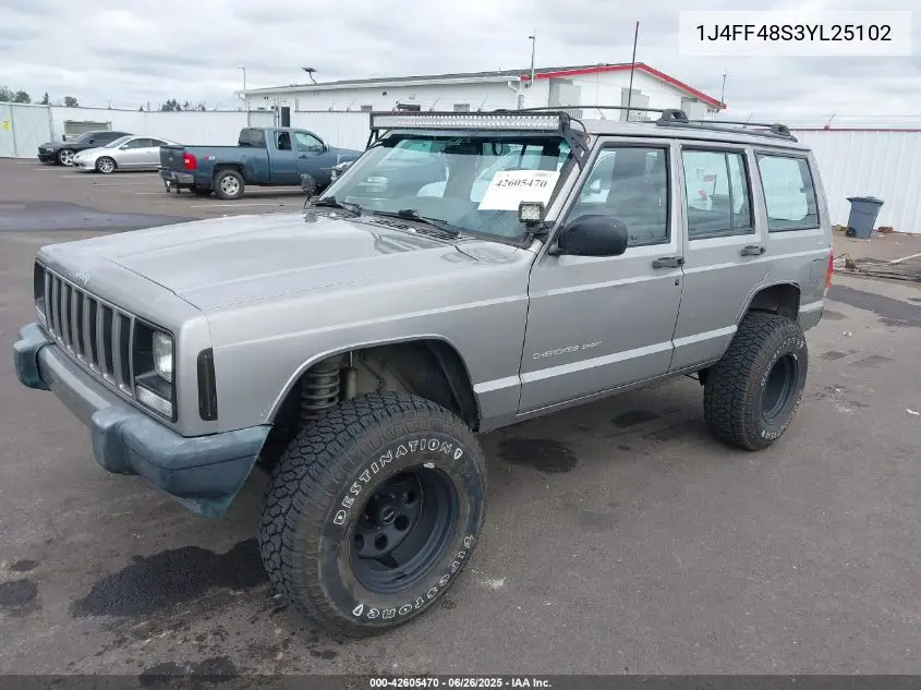 2000 Jeep Cherokee Sport VIN: 1J4FF48S3YL25102 Lot: 42605470
