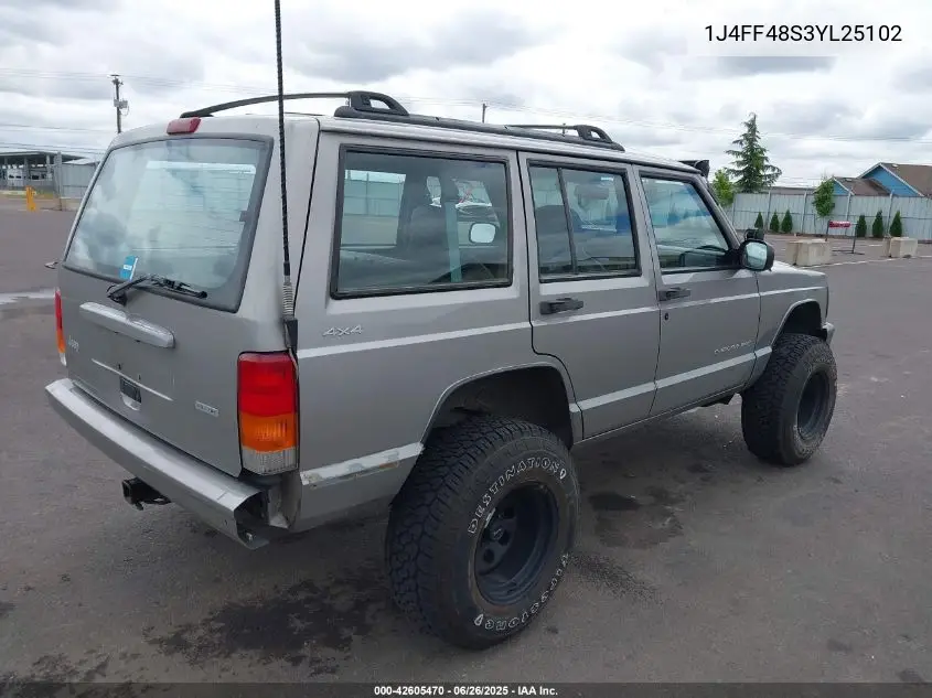 2000 Jeep Cherokee Sport VIN: 1J4FF48S3YL25102 Lot: 42605470