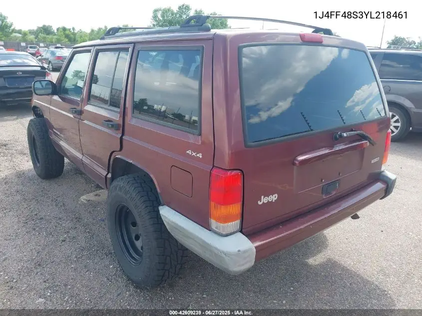 2000 Jeep Cherokee Sport VIN: 1J4FF48S3YL218461 Lot: 42609239