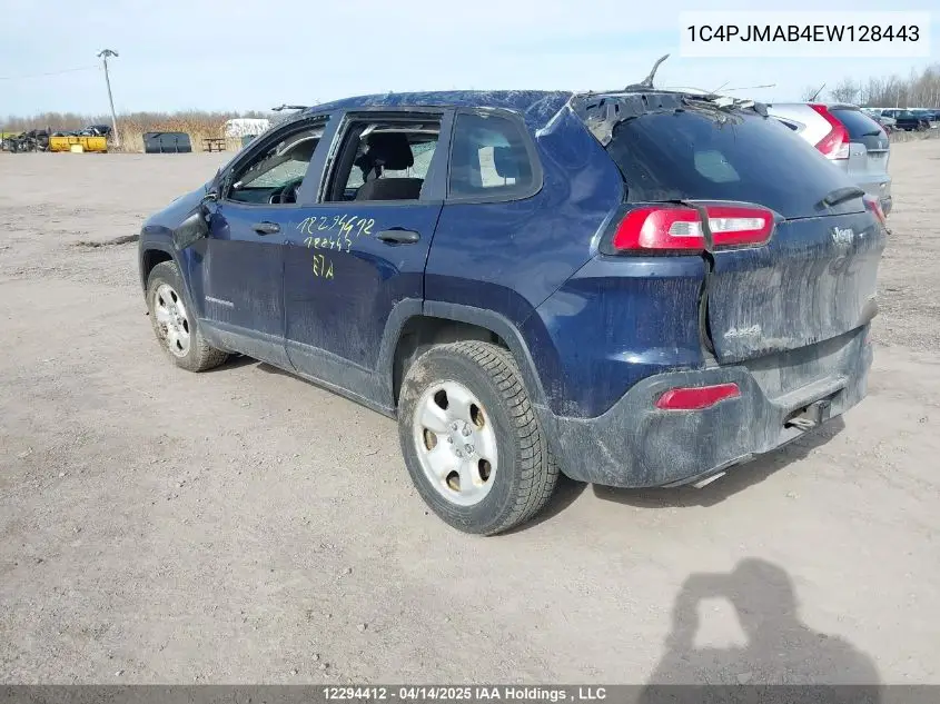 2014 Jeep Cherokee Sport VIN: 1C4PJMAB4EW128443 Lot: 12294412