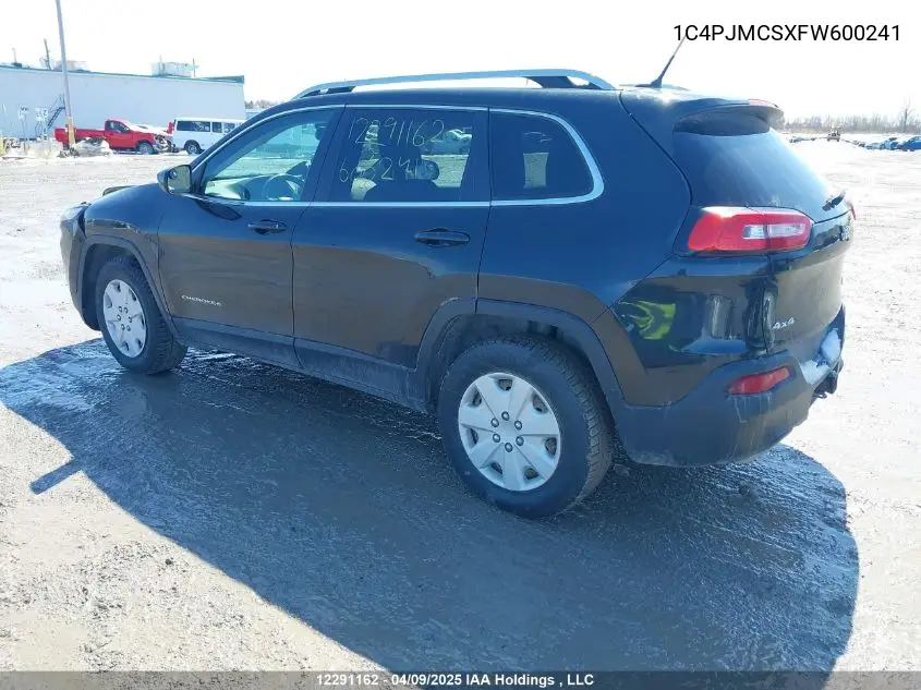 2015 Jeep Cherokee VIN: 1C4PJMCSXFW600241 Lot: 12291162