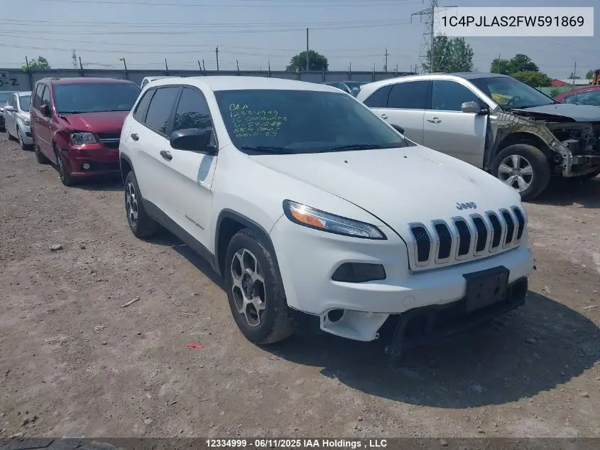 2015 Jeep Cherokee Sport VIN: 1C4PJLAS2FW591869 Lot: 12334999