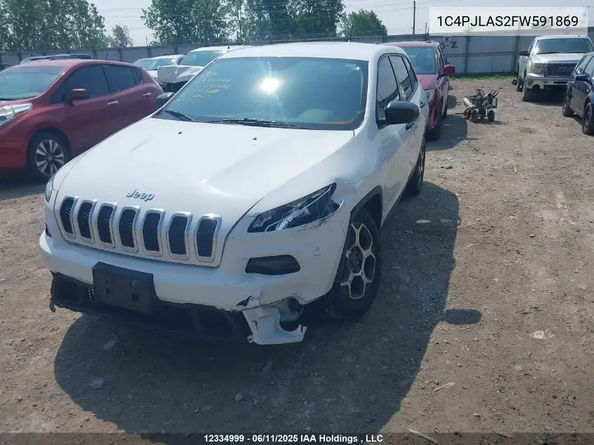 2015 Jeep Cherokee Sport VIN: 1C4PJLAS2FW591869 Lot: 12334999