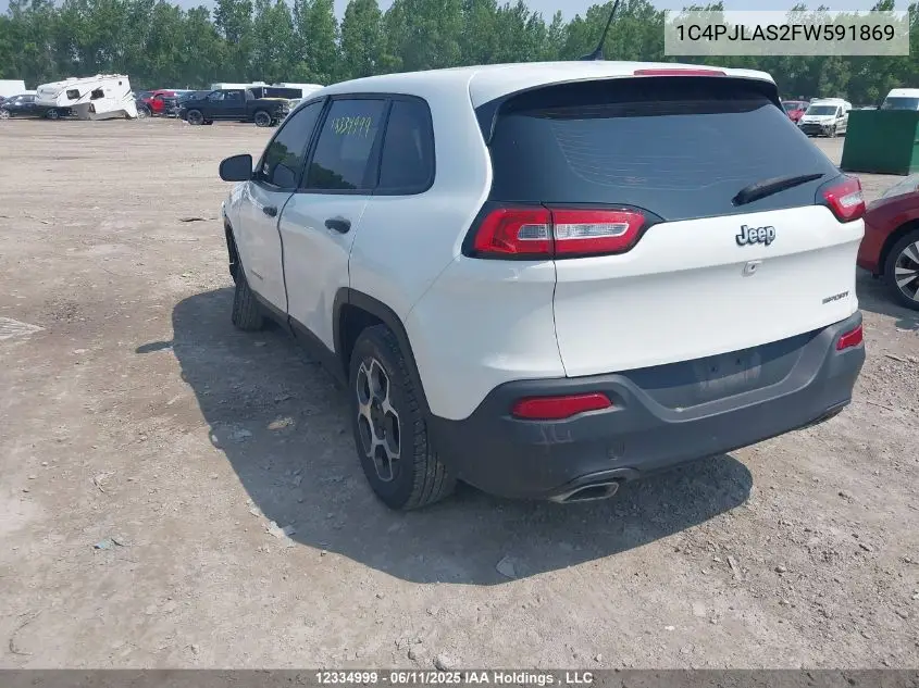 2015 Jeep Cherokee Sport VIN: 1C4PJLAS2FW591869 Lot: 12334999