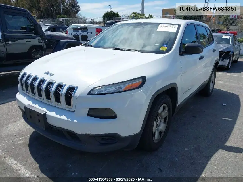 2015 Jeep Cherokee Sport VIN: 1C4PJLAB3FW584851 Lot: 41904909