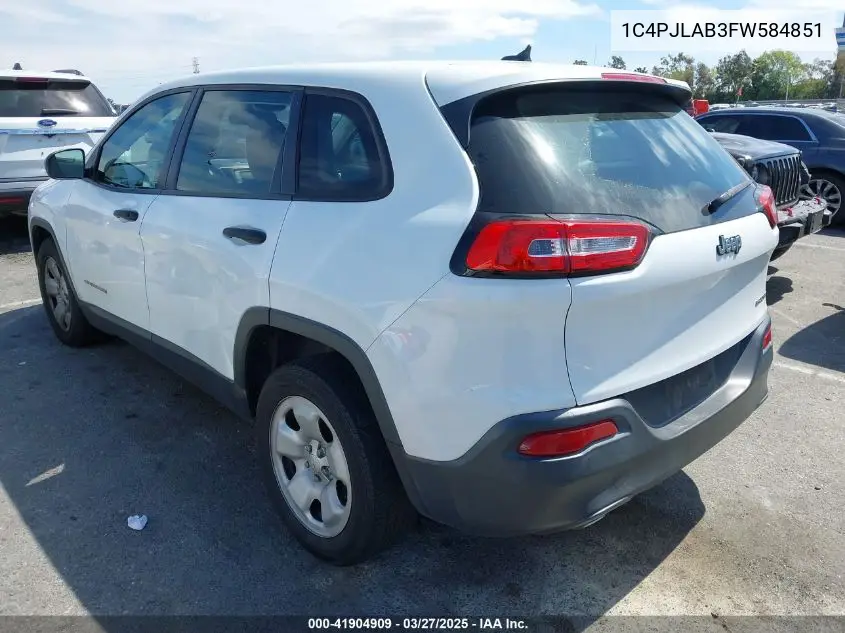 2015 Jeep Cherokee Sport VIN: 1C4PJLAB3FW584851 Lot: 41904909