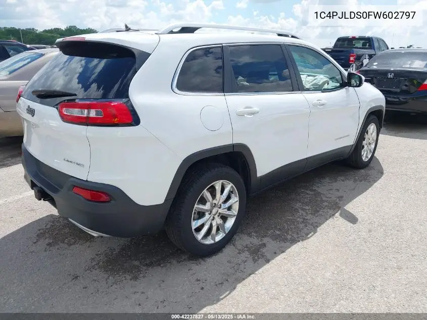 2015 Jeep Cherokee Limited VIN: 1C4PJLDS0FW602797 Lot: 42237827