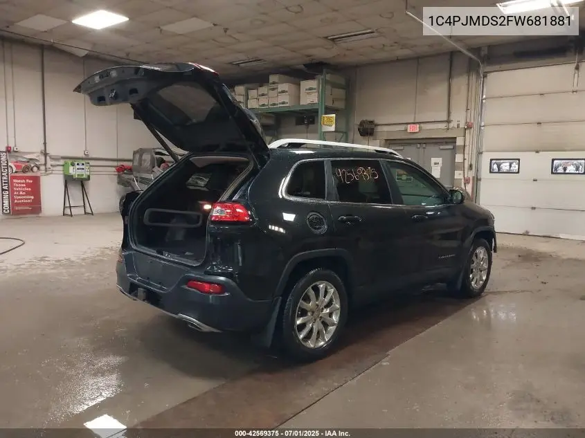 2015 Jeep Cherokee Limited VIN: 1C4PJMDS2FW681881 Lot: 42569375