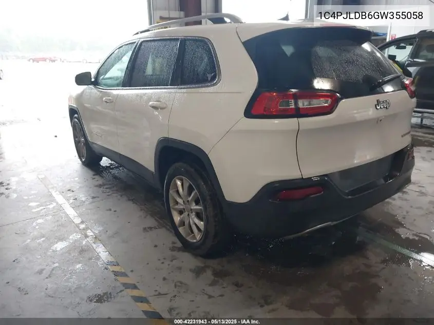 2016 Jeep Cherokee Limited VIN: 1C4PJLDB6GW355058 Lot: 42231943